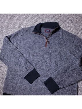 UNTUCKit Belguardo Wool Sweater Mens M Medium Gray Black Pullover Zip Up